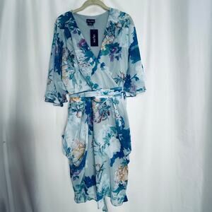 City Chic Kiku blue floral dress Large wedding guest party garden